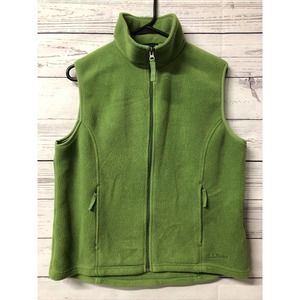 LL Bean Polartec Lime Green Zip Fleece Vest Womens Medium Fast Shipping